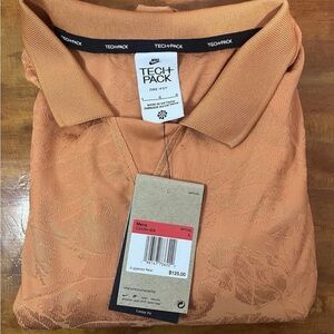 Nike Men L Dri-FIT Tech Pack Jaquard Long Sleeve Orange Collared Top DQ4294-808